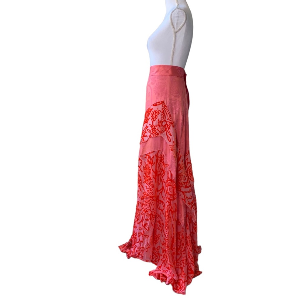 PETER PILOTTO LONG DEVORE SILK VELVET ASYMMETRIC TIER EVENING MAXI SKIRT - Picture 3 of 16